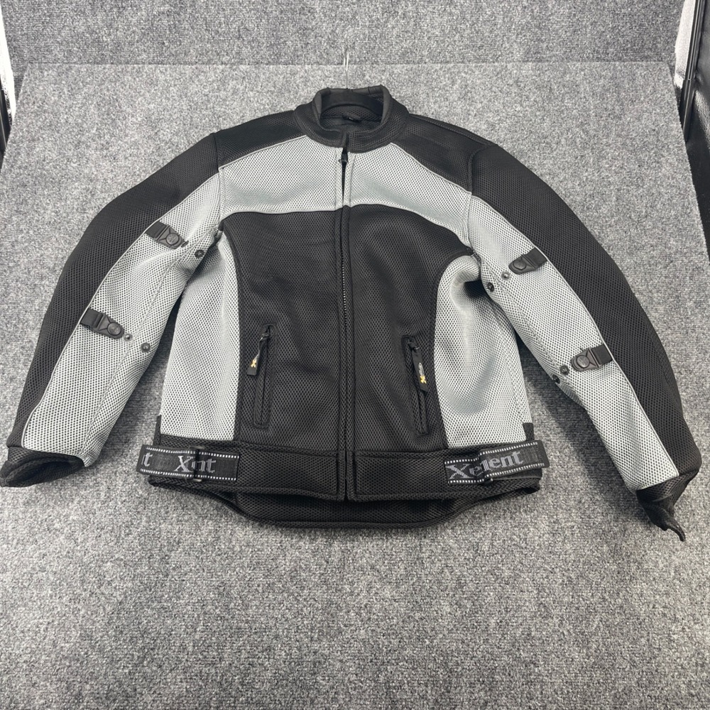 Xelement Mesh Motorcycle Jacket Padded Armor Mens XL Black Silver Riding Touring